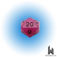 MEGA ACRYLIC DICE D20 GLOW PURPLE/BLACK 35MM